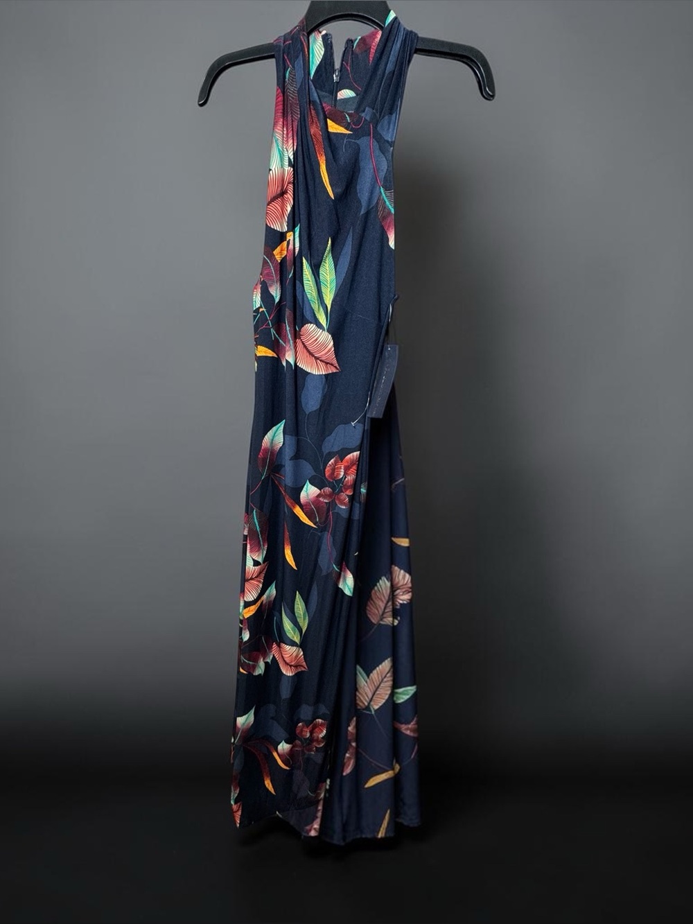 Rachel Roy Navy Floral Halter Dress XL - Picture 7 of 11